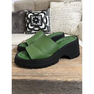 Free People Sandals 10 Green Platform Slide Wedge Lug Sole Chunky Y2K Festival
